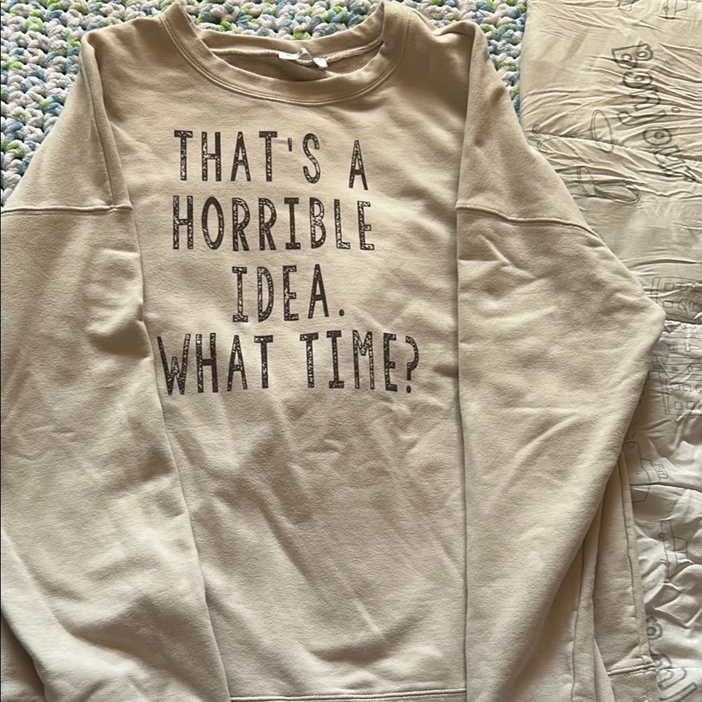 Beige Graphic Sweatshirt